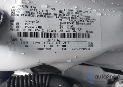 2018 Ford Focus S from USA, damaged, VIN 1FADP3E21JL276430
